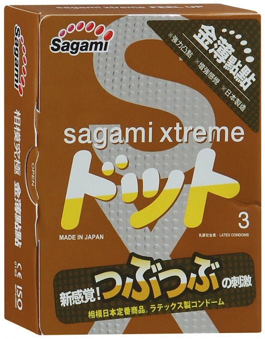 Презервативы Sagami Xtreme FEEL UP с точечной текстурой и линиями прилегания - 3 шт. - Sagami - купить с доставкой в Братске