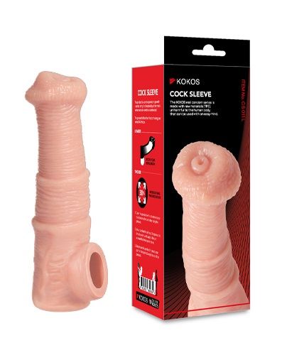 Телесная фантазийная насадка на член Cock Sleeve Size M - KOKOS - в Братске купить с доставкой