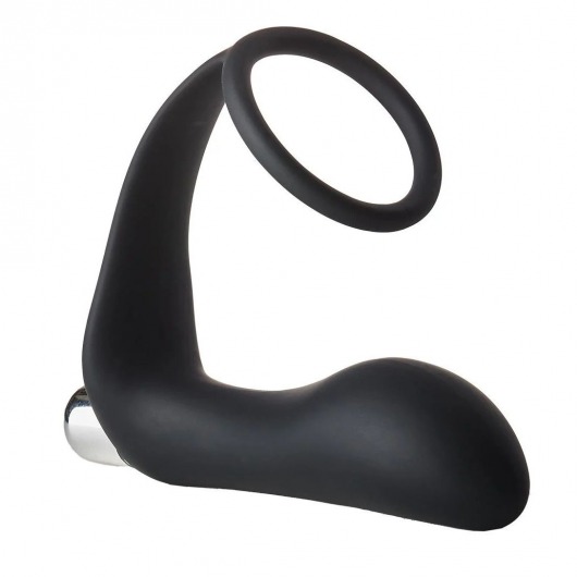 Черное эрекционное кольцо с вибропробкой Vibrating Anal Plug With Cockring - Dream Toys - в Братске купить с доставкой