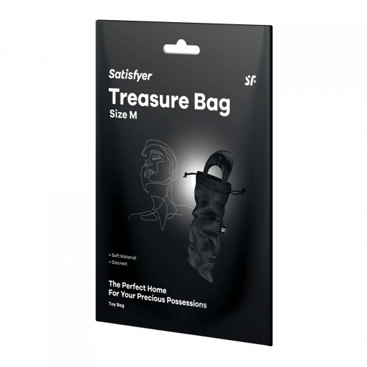 Черный мешочек для хранения игрушек Treasure Bag M - Satisfyer - купить с доставкой в Братске