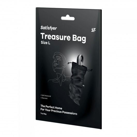 Черный мешочек для хранения игрушек Treasure Bag L - Satisfyer - купить с доставкой в Братске