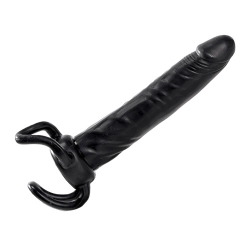 Чёрная насадка-фаллос для двойного проникновения INFLATABLE DILDO SLIM DONG  - 13,5 см. - Toyz4lovers - в Братске купить с доставкой