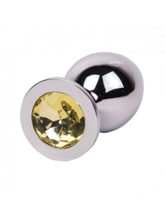 Большой стальной плаг с желтым кристаллом Sweet Lemon - 9,5 см. - Erotic Fantasy - купить с доставкой в Братске