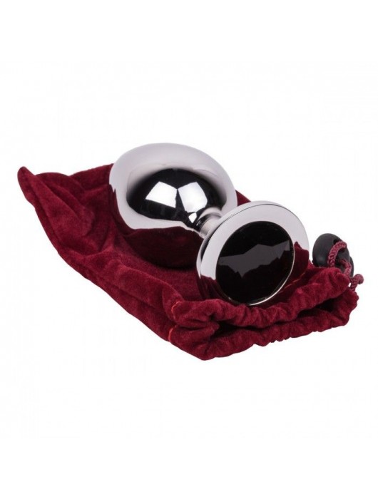 Большой стальной плаг с черным кристаллом Black Rave - 9,5 см. - Erotic Fantasy - купить с доставкой в Братске