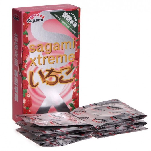 Презервативы Sagami Xtreme Strawberry c ароматом клубники - 10 шт. - Sagami - купить с доставкой в Братске