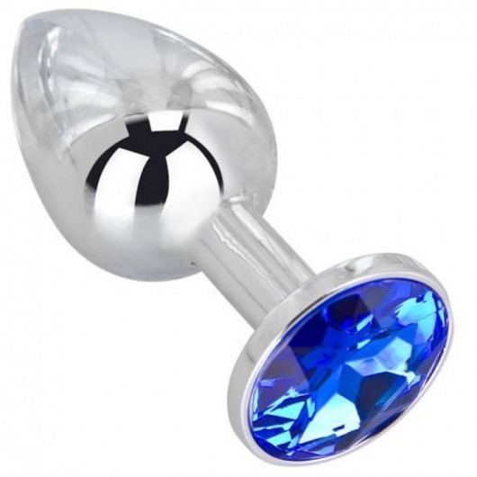 Анальное украшение BUTT PLUG  Small с синим кристаллом - 7 см. - Anal Jewelry Plug - купить с доставкой в Братске