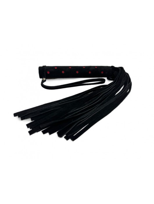 Черная замшевая плеть с красными точками на рукояти Red dot Princess - 43 см. - БДСМ Арсенал - купить с доставкой в Братске