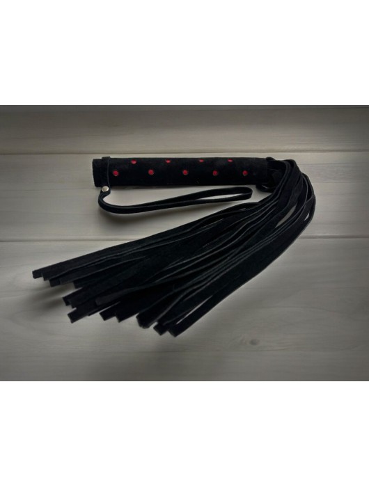 Черная замшевая плеть с красными точками на рукояти Red dot Princess - 43 см. - БДСМ Арсенал - купить с доставкой в Братске