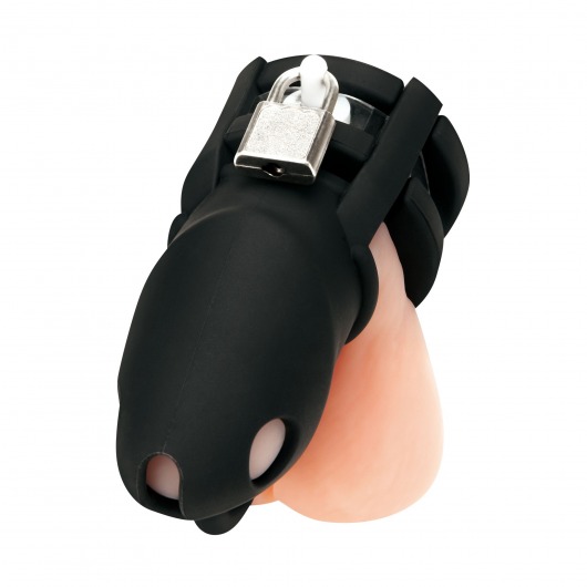 Черная клетка для пениса Silicone Small 2 in Cock Cage With Ball Divider - BlueLine - купить с доставкой в Братске