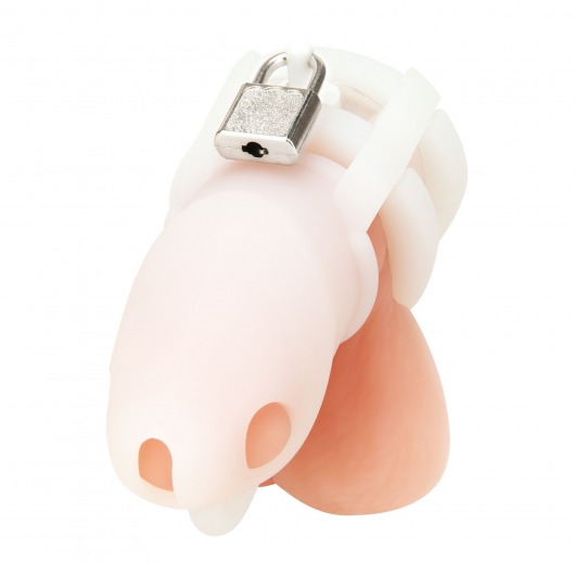 Белая клетка для пениса Silicone Small 2 in Cock Cage With Ball Divider - BlueLine - купить с доставкой в Братске