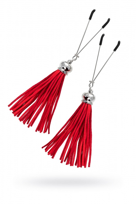 Зажимы на соски «Вилки» с красными кисточками из замши - Pecado - купить с доставкой в Братске