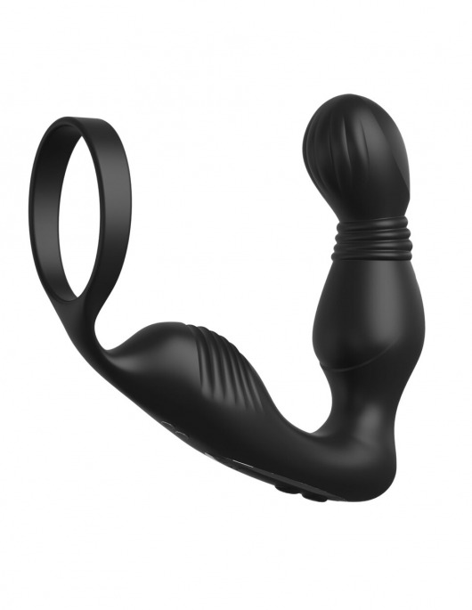 Черный вибростимулятор простаты с эрекционным кольцом Ass-Gasm Pro P-Spot Milker - Pipedream - в Братске купить с доставкой