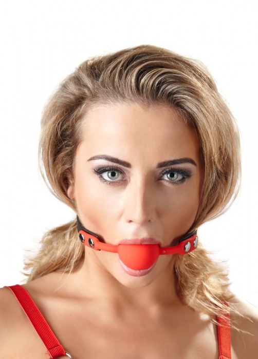 Силиконовый кляп-шар на чёрных ремешках Red Gag silicone - Orion - купить с доставкой в Братске