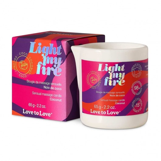 Массажная свеча Light My Fire Coconut с ароматом кокоса - 65 гр. - Love to Love - купить с доставкой в Братске
