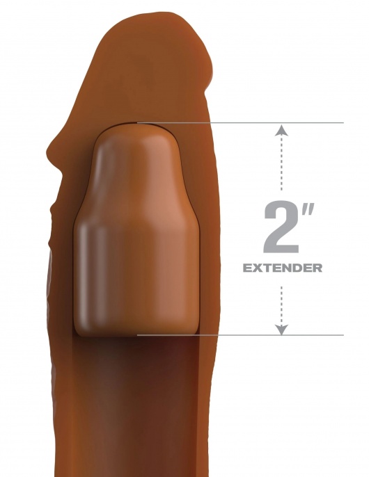 Коричневая насадка на член 2  Silicone X-tension - 20,3 см. - Pipedream - в Братске купить с доставкой