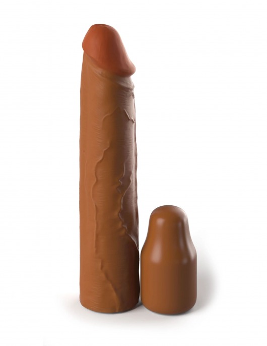 Коричневая насадка на член 2  Silicone X-tension - 20,3 см. - Pipedream - в Братске купить с доставкой