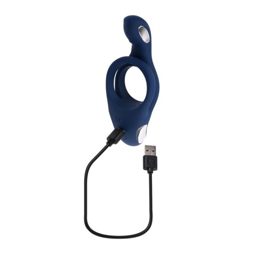 Синее эрекционное виброкольцо с двойным подхватом мошонки Ring Around The Rosy - Zero Tolerance - в Братске купить с доставкой