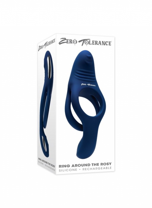 Синее эрекционное виброкольцо с двойным подхватом мошонки Ring Around The Rosy - Zero Tolerance - в Братске купить с доставкой