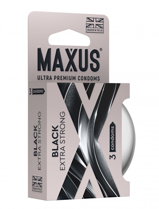 Черные утолщенные презервативы MAXUS Extra Strong с железным кейсом - 3 шт. - Maxus - купить с доставкой в Братске