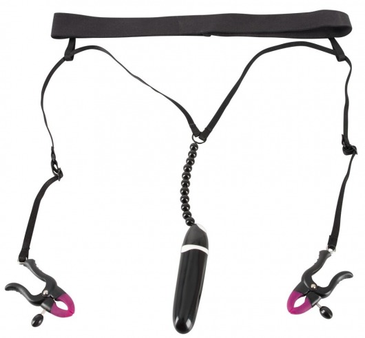 Женские вибростринги с зажимами для половых губ Spreader String with Vibrator - Orion - купить с доставкой в Братске