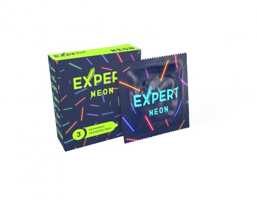 Светящиеся в темноте презервативы Expert Neon - 3 шт. - Expert - купить с доставкой в Братске