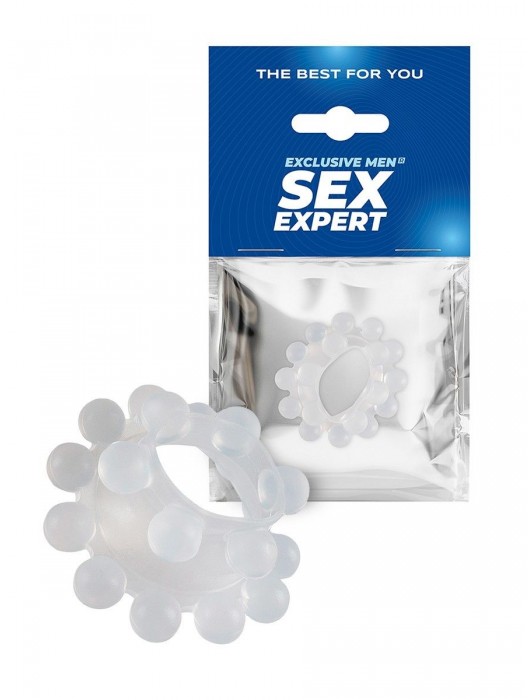 Эластичное эрекционное кольцо с двумя рядами шариков - Sex Expert - в Братске купить с доставкой