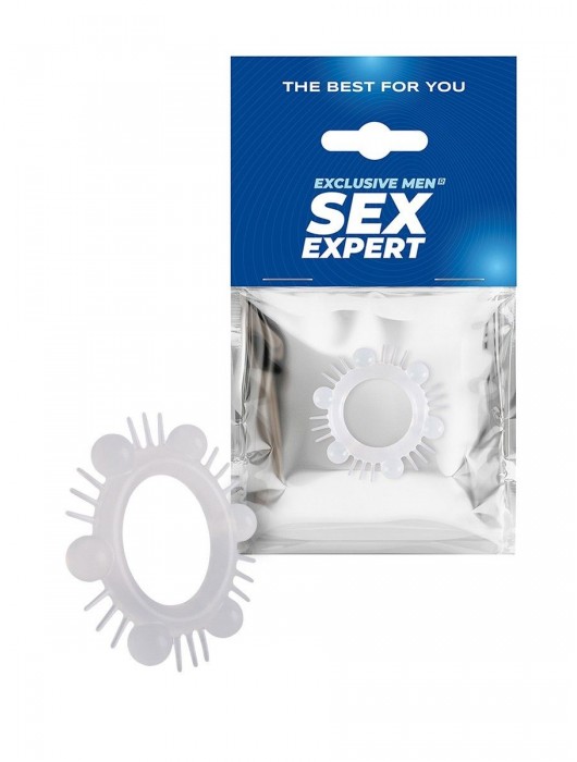 Эластичное эрекционное кольцо с шипиками и шариками - Sex Expert - в Братске купить с доставкой