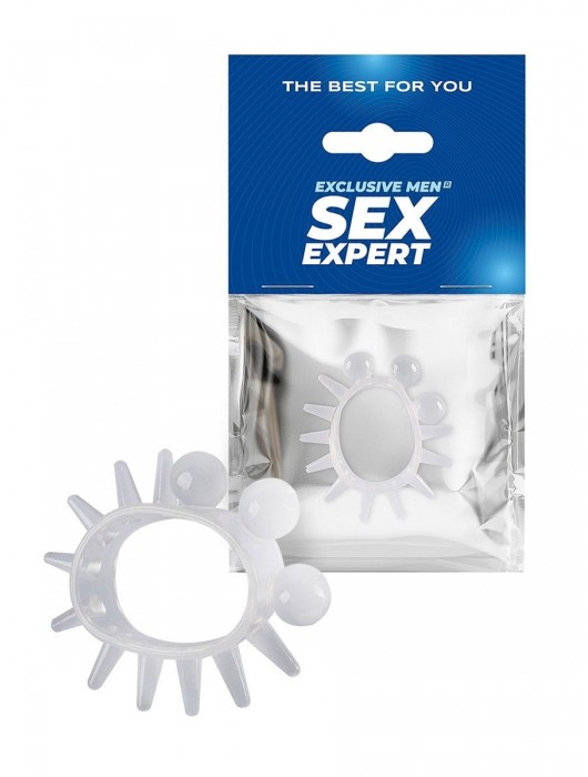 Эластичное эрекционное кольцо с шариками и лучами - Sex Expert - в Братске купить с доставкой