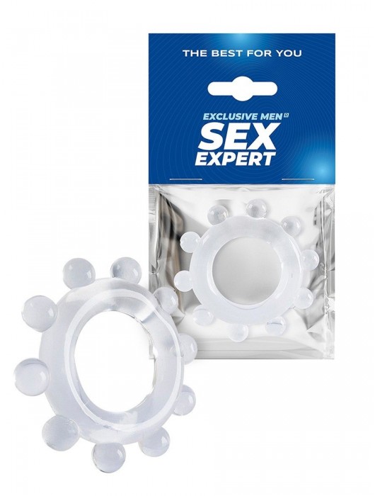 Прозрачное эрекционное кольцо со стимулирующими шариками - Sex Expert - в Братске купить с доставкой