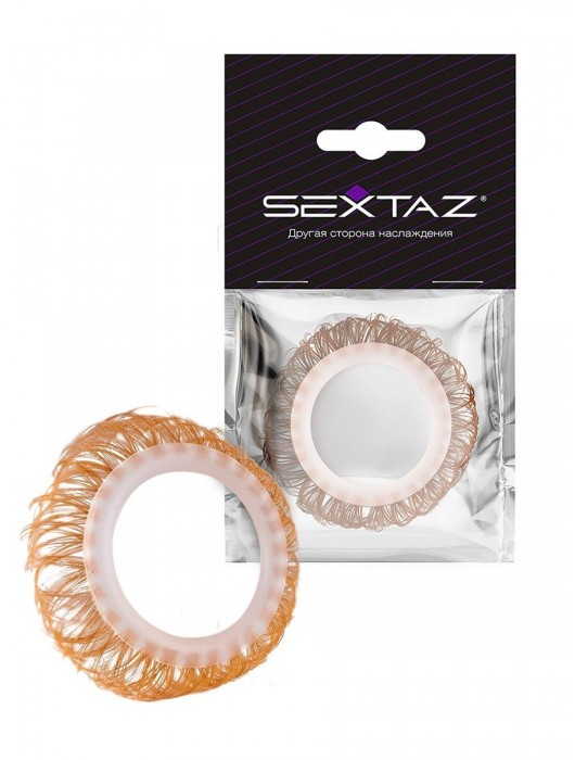 Эрекционное кольцо с бежевыми «ресничками» - Sextaz - в Братске купить с доставкой