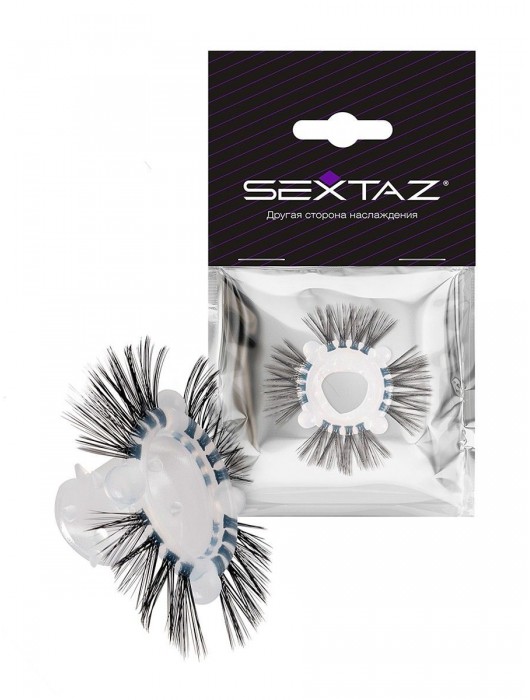 Эластичное эрекционное кольцо с черными «ресничками» - Sextaz - в Братске купить с доставкой