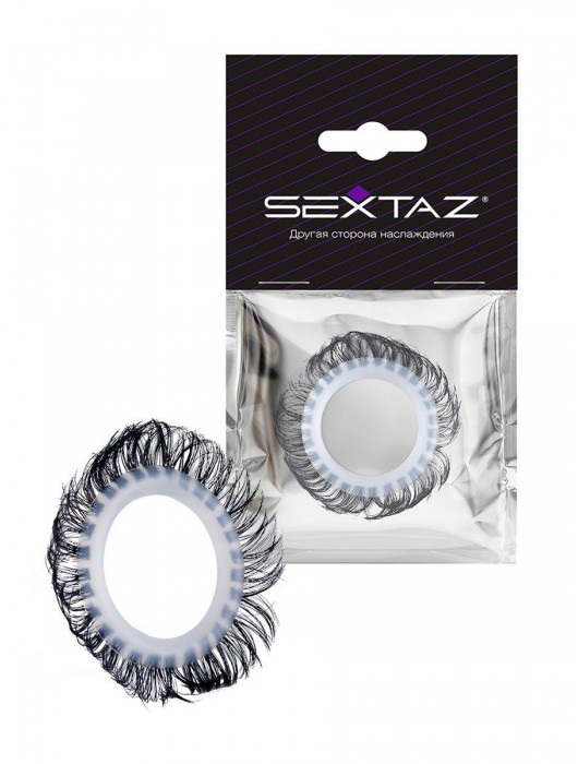 Эластичное эрекционное колечко с черными «ресничками» - Sextaz - в Братске купить с доставкой