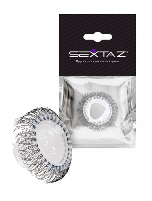 Эластичное эрекционное кольцо с длинными черными «ресничками» - Sextaz - в Братске купить с доставкой