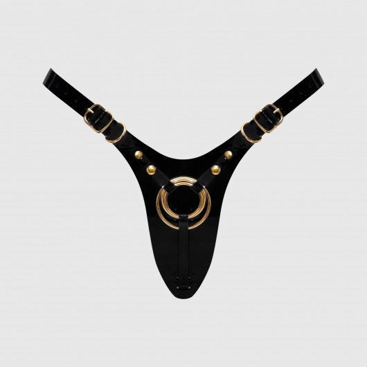 Черный пояс для фиксации насадок Strap-On-Me Leatherette Harness Fabulous - Strap-on-me - купить с доставкой в Братске