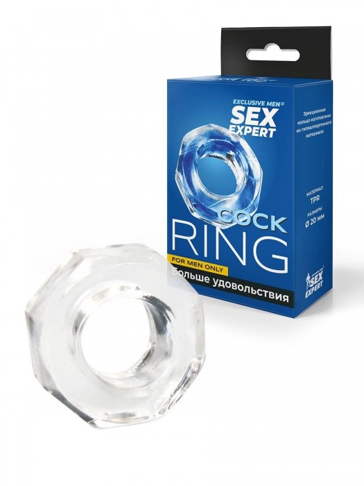 Прозрачное эрекционное кольцо в форме гайки - Sex Expert - в Братске купить с доставкой