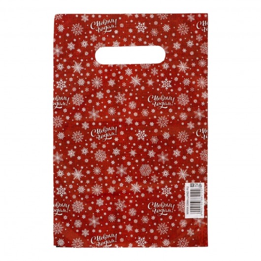 Красный подарочный новогодний пакет с вырубной ручкой (20х30 см) - Сима-Ленд - купить с доставкой в Братске