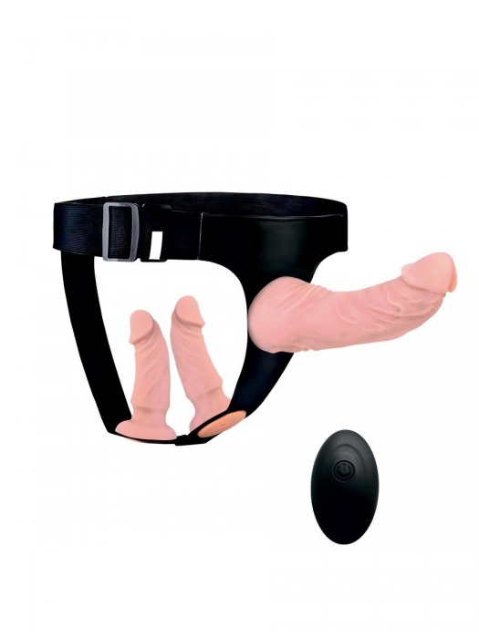 Женский страпон с 3 насадками и вибрацией - Erowoman-Eroman - купить с доставкой в Братске