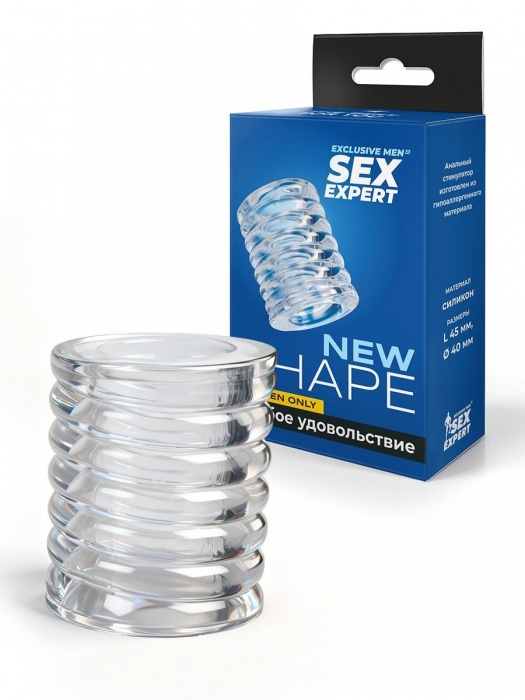 Прозрачная сквозная насадка на пенис с ребрышками - Sex Expert - в Братске купить с доставкой