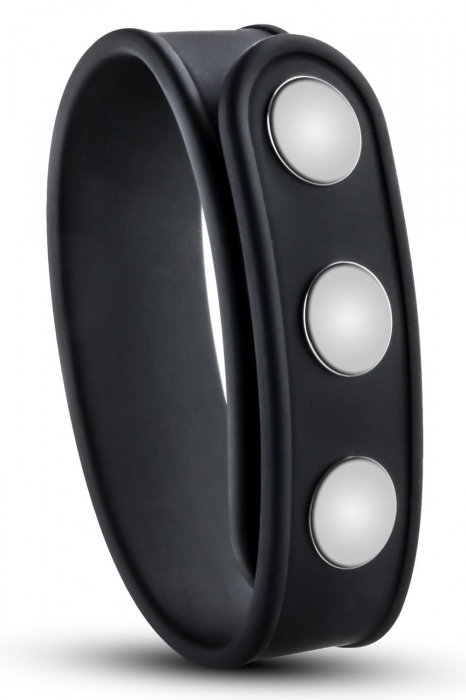 Черное эрекционное кольцо на кнопках - Blush Novelties - в Братске купить с доставкой