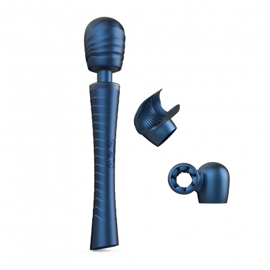 Синий вибромассажёр с насадками Man.wand Edgy - Manwan - в Братске купить с доставкой