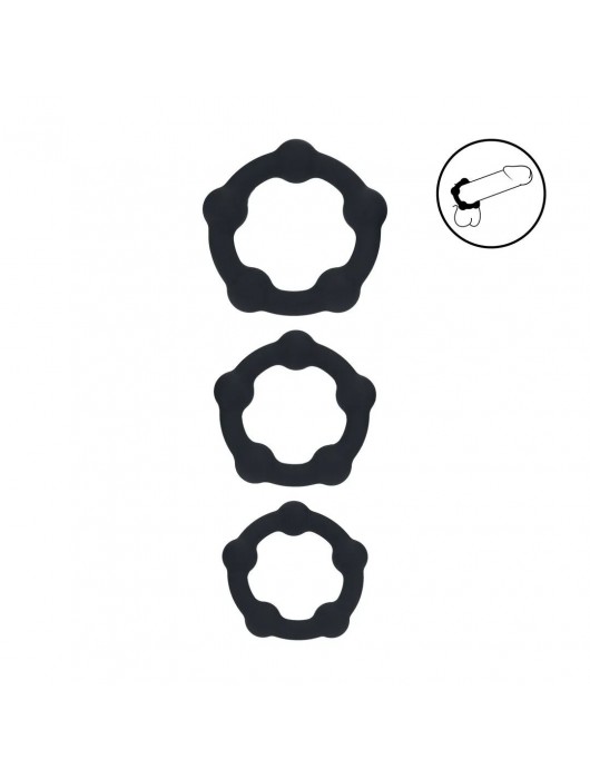 Набор из 3 эрекционных колец Beaded Silicone Cockring Set - Shots Media BV - в Братске купить с доставкой