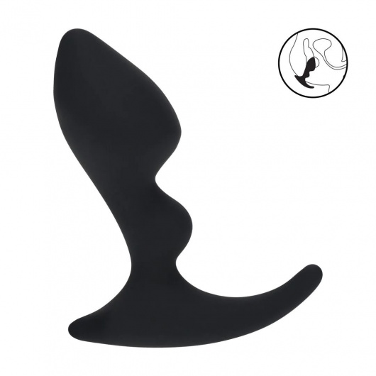 Черная анальная пробка для массажа простаты Double Ripple Silicone Prostate Massager - Shots Media BV - в Братске купить с доставкой