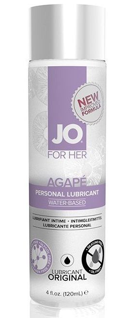Женский лубрикант на водной основе JO AGAPE LUBRICANT ORIGINAL - 120 мл. - System JO - купить с доставкой в Братске