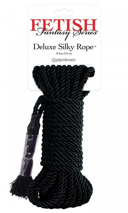 Черная веревка для фиксации Deluxe Silky Rope - 9,75 м. - Pipedream - купить с доставкой в Братске