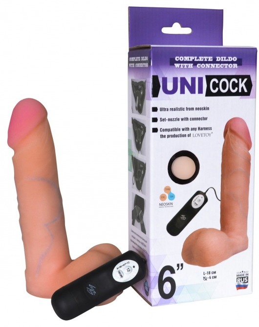 Фаллическая насадка Харнесс UNICOCK 6  с вибрацией - 18 см. - LOVETOY (А-Полимер) - купить с доставкой в Братске