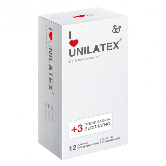 Ультратонкие презервативы Unilatex Ultra Thin - 12 шт. + 3 шт. в подарок - Unilatex - купить с доставкой в Братске