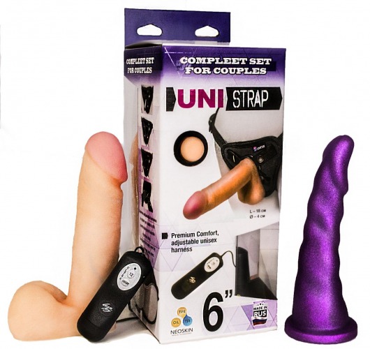 Вибрострапон с двумя насадками UniStrap - 18 и 18 см. - LOVETOY (А-Полимер) - купить с доставкой в Братске