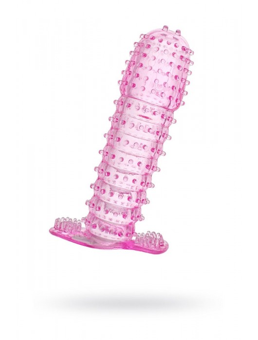 Гелевая розовая насадка с шипами - 12 см. - Toyfa Basic - в Братске купить с доставкой