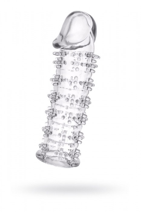 Гелевая прозрачная насадка с шипами - 12 см. - Toyfa Basic - в Братске купить с доставкой