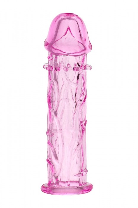 Гладкая розовая насадка с усиками под головкой - 12,5 см. - Toyfa Basic - в Братске купить с доставкой